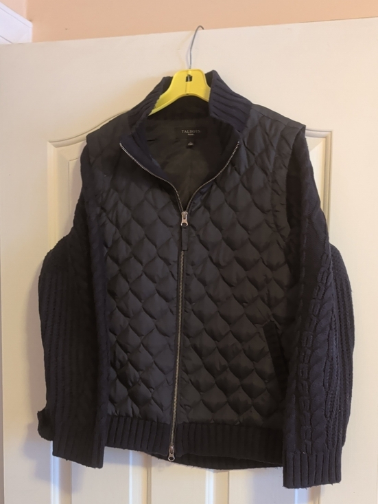 Talbots Other - Talbots Navy Quilted Front Knit-Sleeve Puffer Jacket